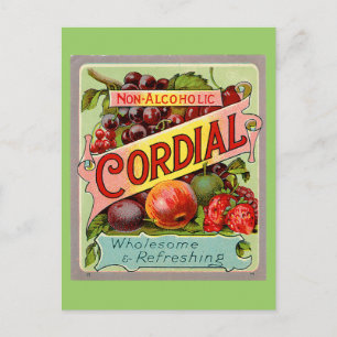 Carte Postale Vintage Boisson Étiquette non alcoolique Cordial