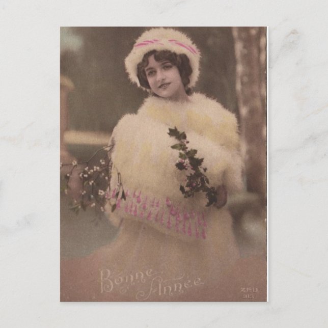 Carte postale vintage Bonne Annee Winter (Devant)