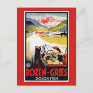 Carte Postale Vintage Bozen Gries Voyage automobile en Italie