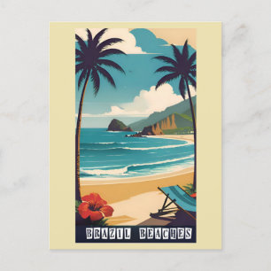 Carte Postale Vintage Brésil Tropical Beach Ocean Travel