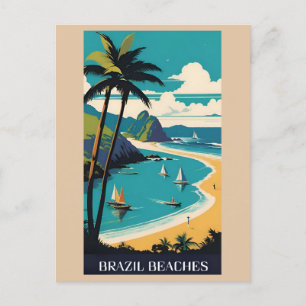 Carte Postale Vintage Brésil Tropical Beach Ocean Travel