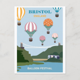 Carte Postale Vintage Bristol Angleterre Balloon Festival Voyage