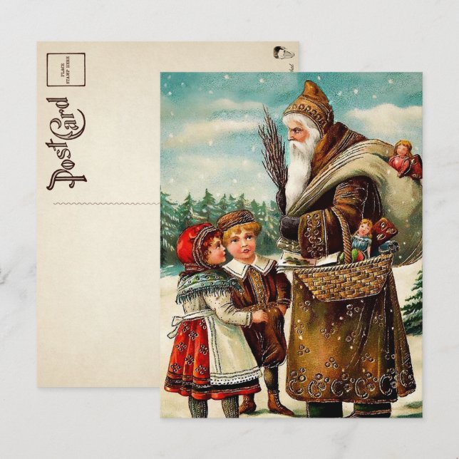 Carte Postale Vintage Brown Robin Angry Père Noël Noël (Devant / Derrière)