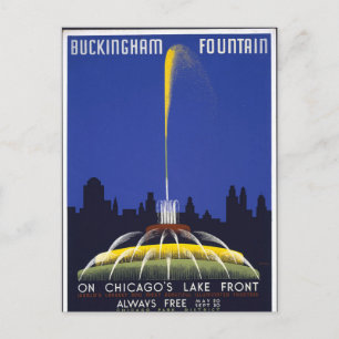 Carte postale vintage Buckingham Fountain Chicago