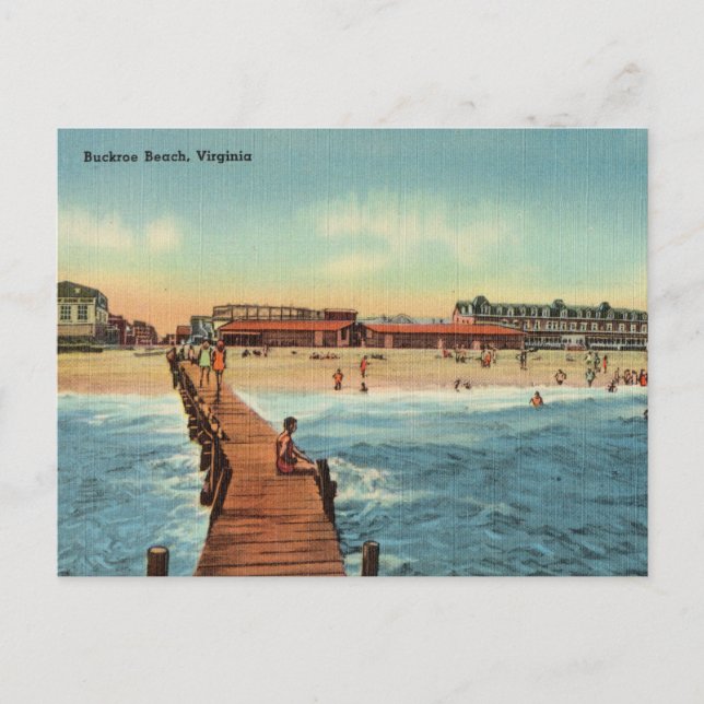 Carte Postale Vintage, Buckroe Beach, Virginie (Devant)