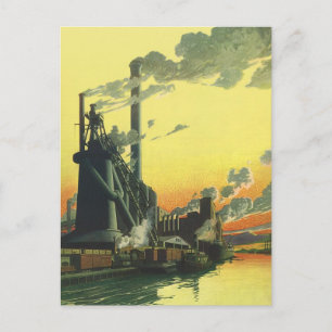 Carte Postale Vintage Business Factory, Fabrication sur un quai