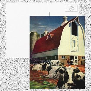 Carte Postale Vintage Business, Holstein Milk Cows on Dairy Farm