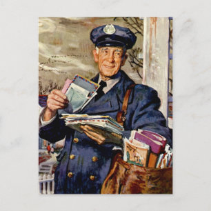 Carte Postale Vintage Business, Mailman Livrant des lettres