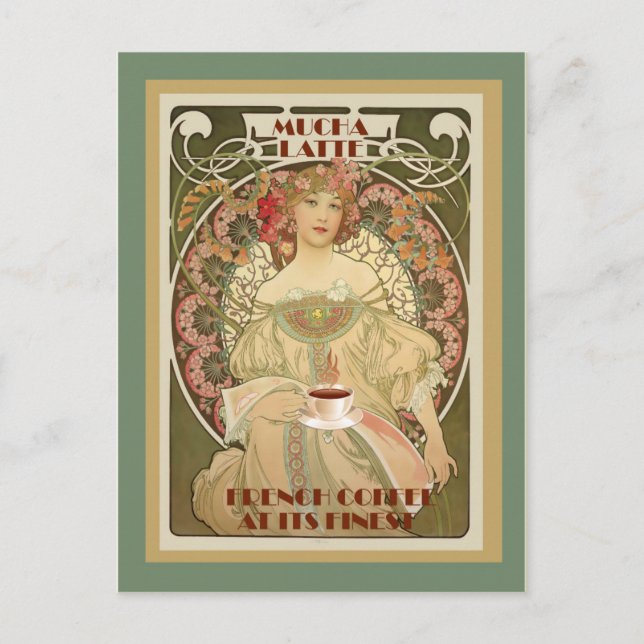 Carte postale vintage, café français (Devant)