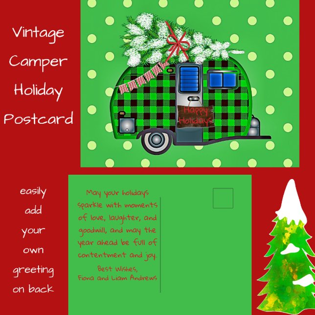 Carte postale vintage Camper Holiday (Créateur téléchargé)