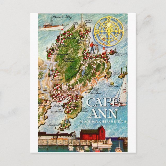 Carte postale Vintage Cape Ann Massachusetts (Devant)
