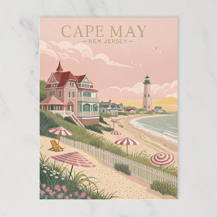 Carte Postale Vintage Cape May New Jersey Beach