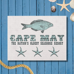 Carte Postale Vintage Cape May NJ Plage de la station balnéaire