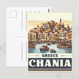 Carte Postale Vintage Chania City Crète grèce vacances grèce