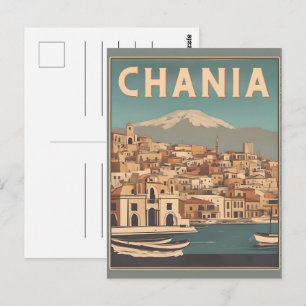 Carte Postale Vintage Chania City Souvenirs cree grèce voyage