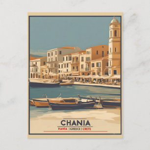 Carte Postale Vintage Chania City Souvenirs cree grèce voyage