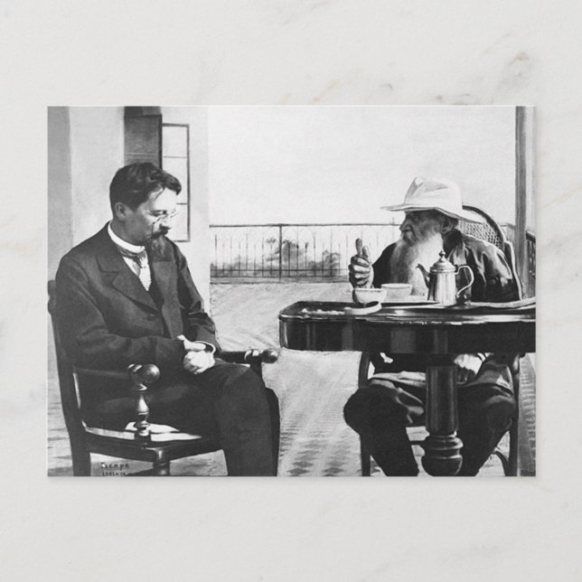 Carte Postale Vintage Chekhov et Tolstoï (Devant)