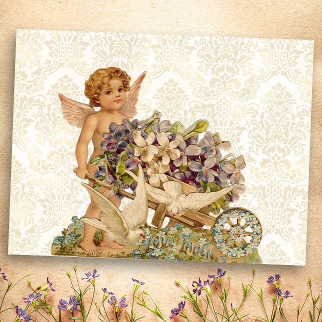 Carte postale vintage Cherub Valentine (Créateur téléchargé)