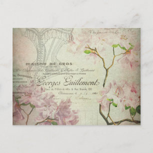 Carte Postale Vintage Chic français Script Fleurs de Chabby Cors