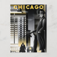 Vintage Chicago Illinois City Skyline Retro Travel