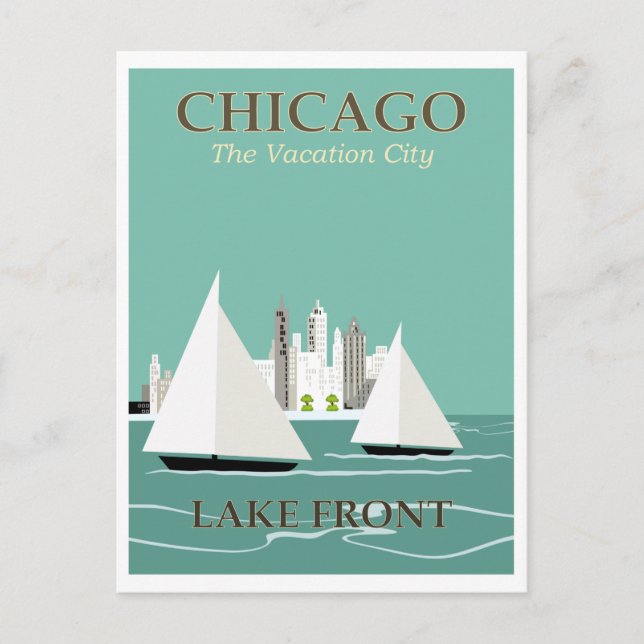 Carte Postale Vintage Chicago Lake (Devant)