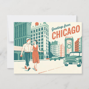 Carte postale vintage Chicago   Salutations de Chi