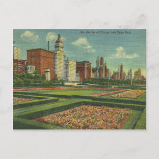 Carte Postale Vintage Chicago Skyline Grant Park Illinois