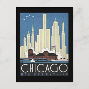 Carte postale Vintage Chicago Travel Art-8