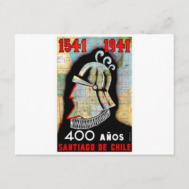 Carte Postale Vintage Chili Santiago Voyage (Devant)