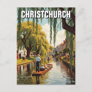 Carte Postale Vintage Christchurch Nouvelle-Zélande Avon River
