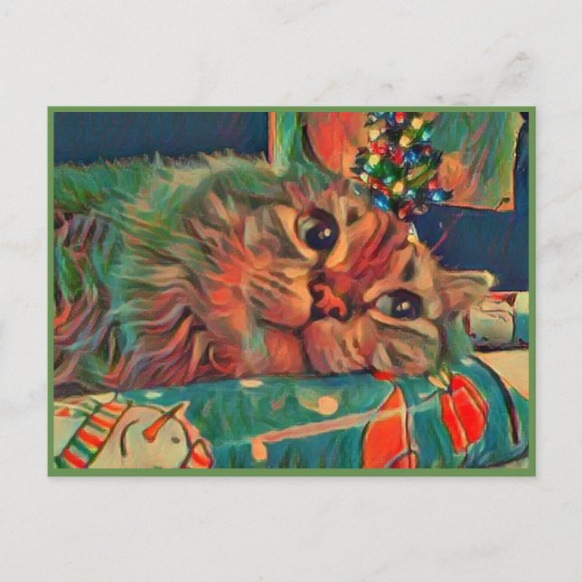 Carte postale Vintage Christmas Cat (Devant)