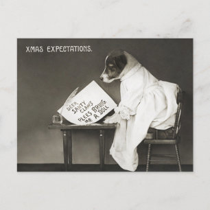 Carte Postale Vintage Christmas Funny Chien