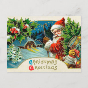 Carte postale Vintage Christmas Holiday Père Noël