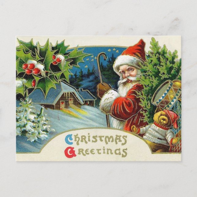 Carte postale Vintage Christmas Holiday Père Noël (Devant)