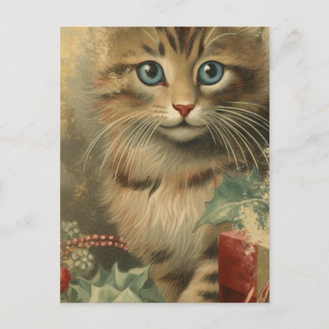 Carte Postale Vintage Christmas Kitten (Devant)