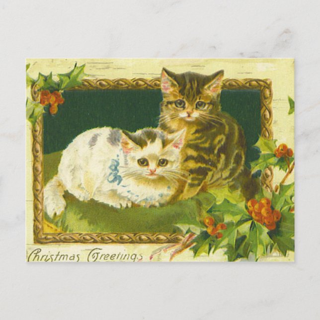 Carte postale Vintage Christmas Kittens (Devant)