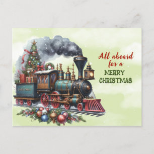 Carte postale Vintage Christmas Locomotive Train