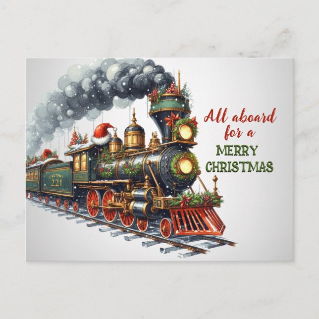 Carte postale Vintage Christmas Locomotive Train (Devant)