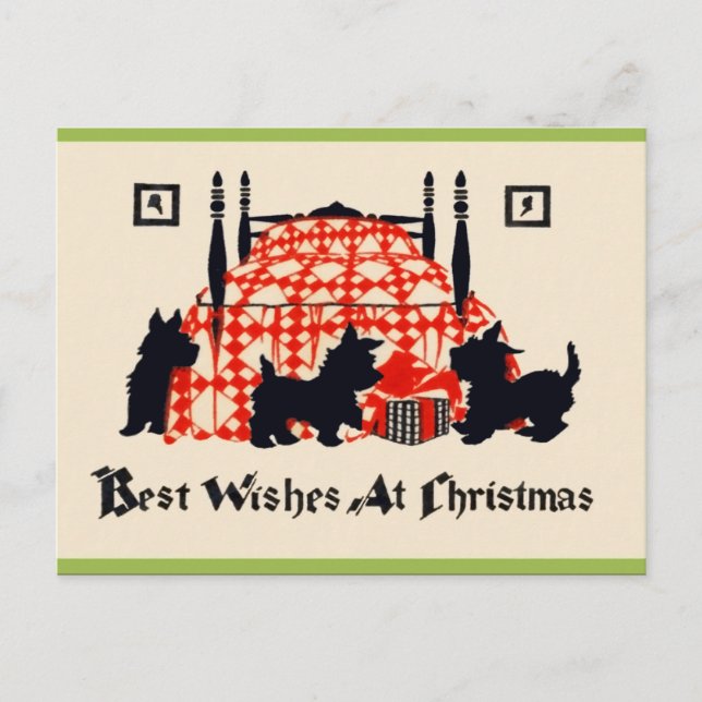 Carte postale Vintage Christmas Scottie (Devant)