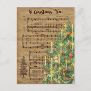 Carte postale Vintage Christmas Tree Music Holiday