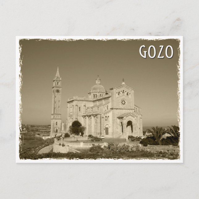 Carte Postale Vintage church at Gozo, Malte (Devant)
