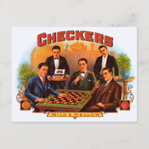 Carte Postale Vintage Cigar Label Art, Checkers Mild et Mellow