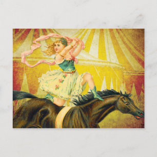 Carte Postale Vintage Circus Girl Acrobat sur le cheval