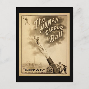 Carte Postale Vintage Circus Poster Human Canon Ball 1879