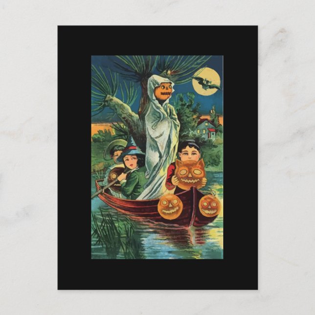 Carte postale vintage Citrouille Halloween (Devant)