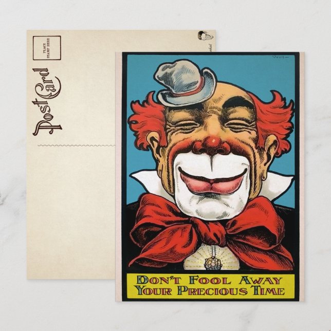 Carte postale vintage Clown Art (Devant / Derrière)