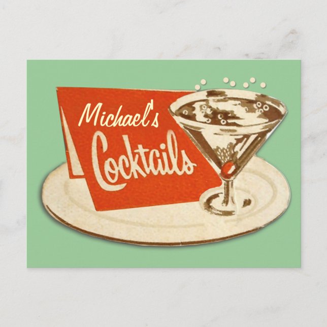 Carte postale vintage - Cocktails Martini Glass (Devant)