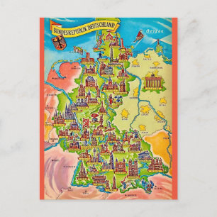 Carte postale vintage colorée d'Allemagne