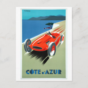 Carte Postale Vintage Côte d'Azur France Riviera Racing Voyage P