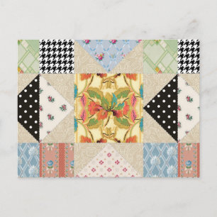 Carte Postale Vintage Country Style Soirée Star Quilt Motif